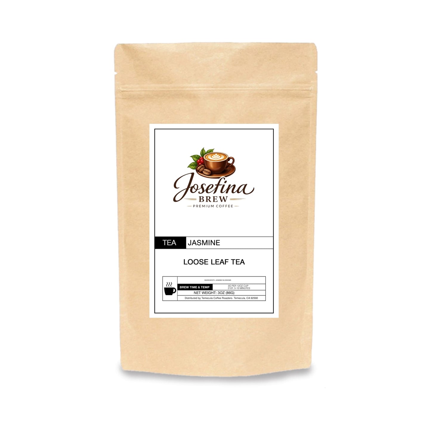 Close-up of fresh jasmine blossoms blended with green tea leaves for a smooth, medium-bodied jasmine tea