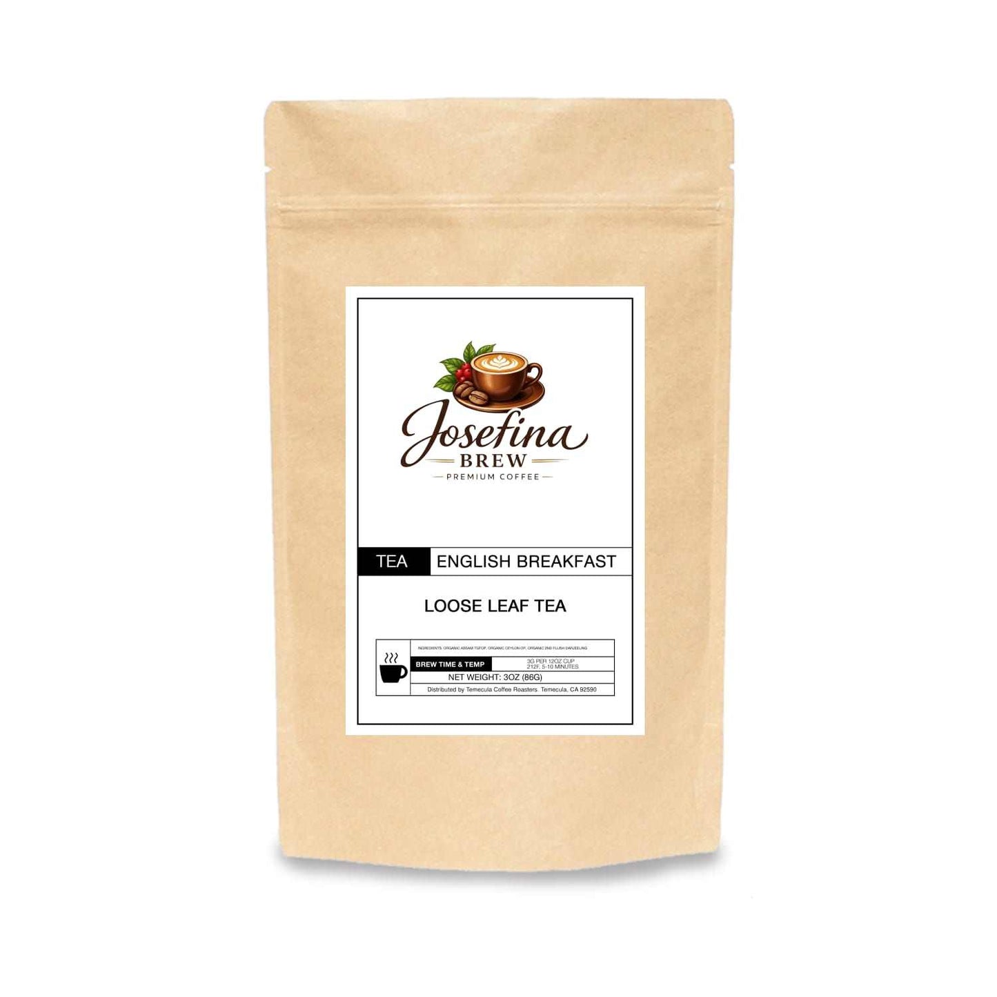 Cup of premium English Breakfast black tea blend with rich color and smooth finish
