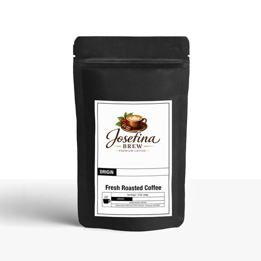 Cup of medium-dark Latin American Blend coffee showcasing nutty and fruity tones with cocoa aftertaste