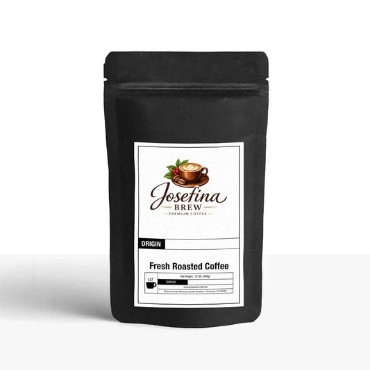 Gourmet Donut Shop coffee blend with cocoa, caramel, toffee, and mild fruit notes in a light-medium roast cup